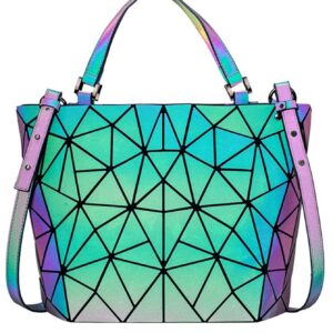Geometric Luminous Hand Bag, Holographic Reflective Crossbody Bag, Casual Shoulder Tote Purse